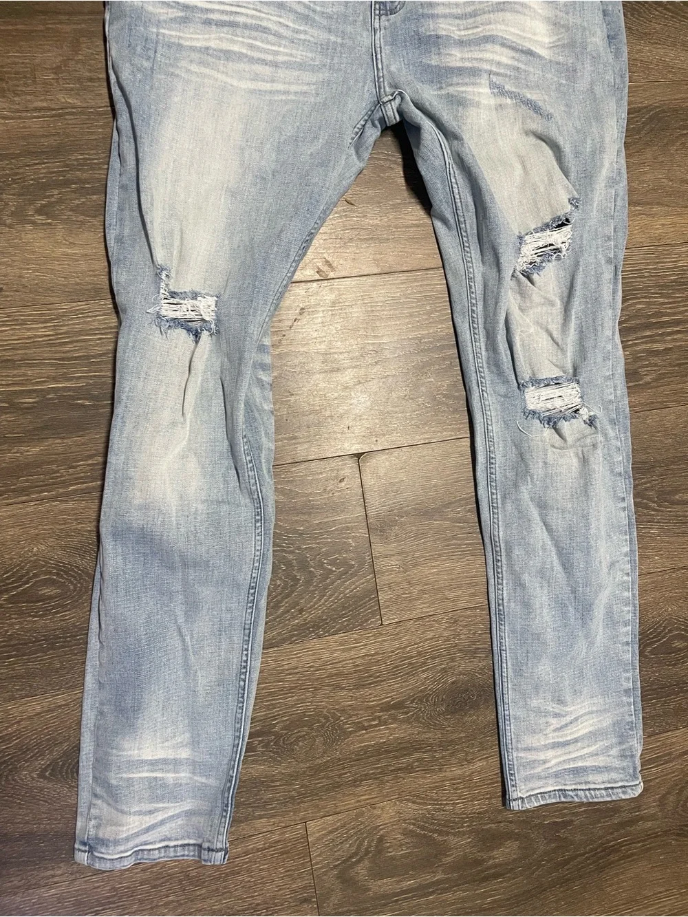 Serenede light Wash Distressed Men’s fitted denim Jeans - Size 42 men pants bot